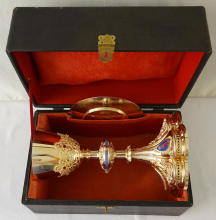 Solid silver gilt antique French Gothic Chalice.